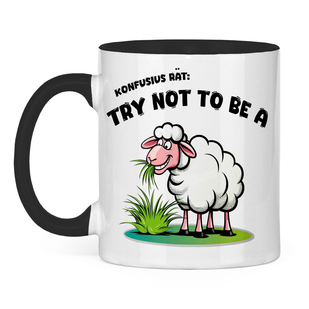 Tasse zweifarbig - Konfusius rät: Try not to be a sheep