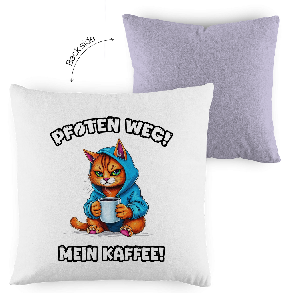 Kopfkissen zweifarbig - Pfoten weg! Mein Kaffee!