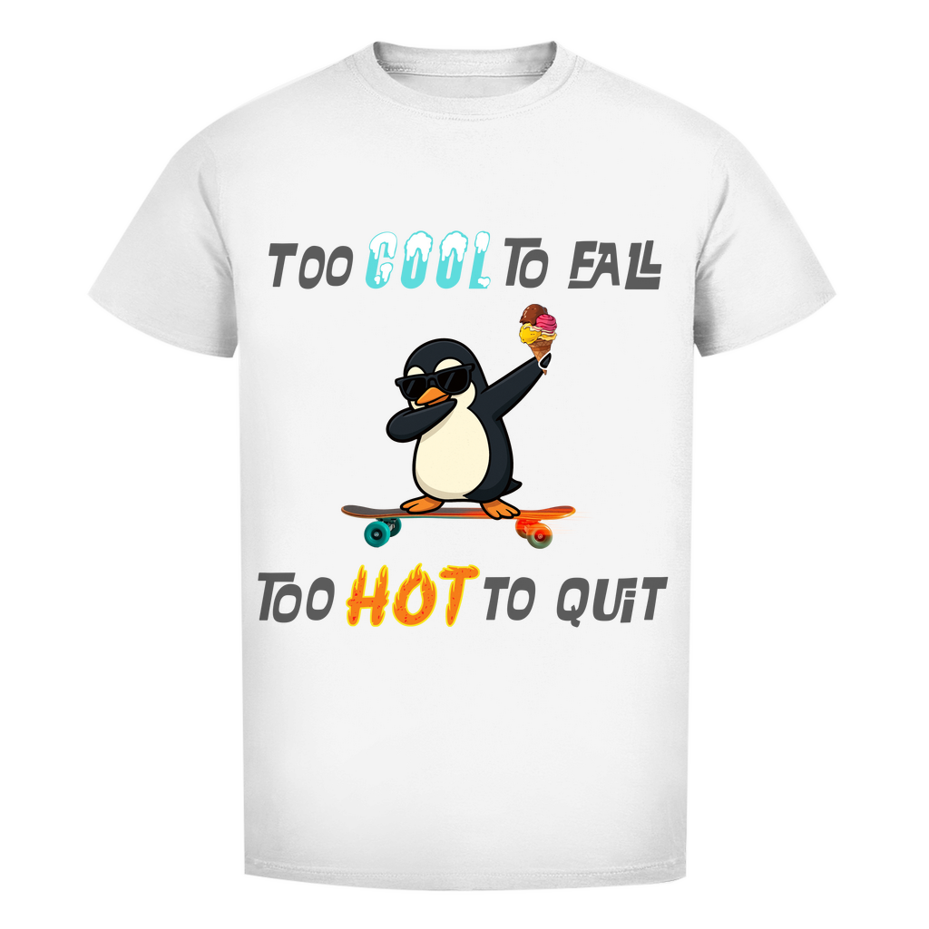 Unisex Premium T-Shirt - Skater Pinguin - Too cool to fall - too hot to quit
