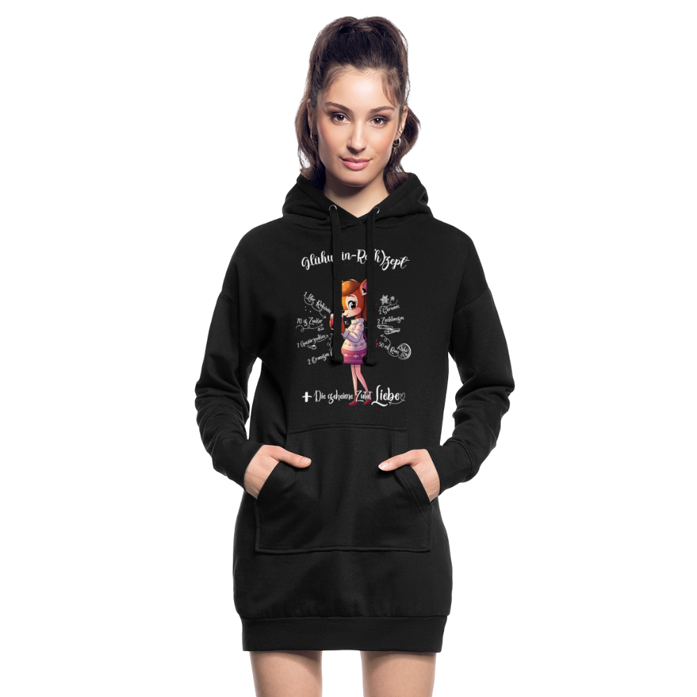 Damen Hoodie-Kleid - "Glühwein-Re(h)zept" (schwarz) - Schwarz
