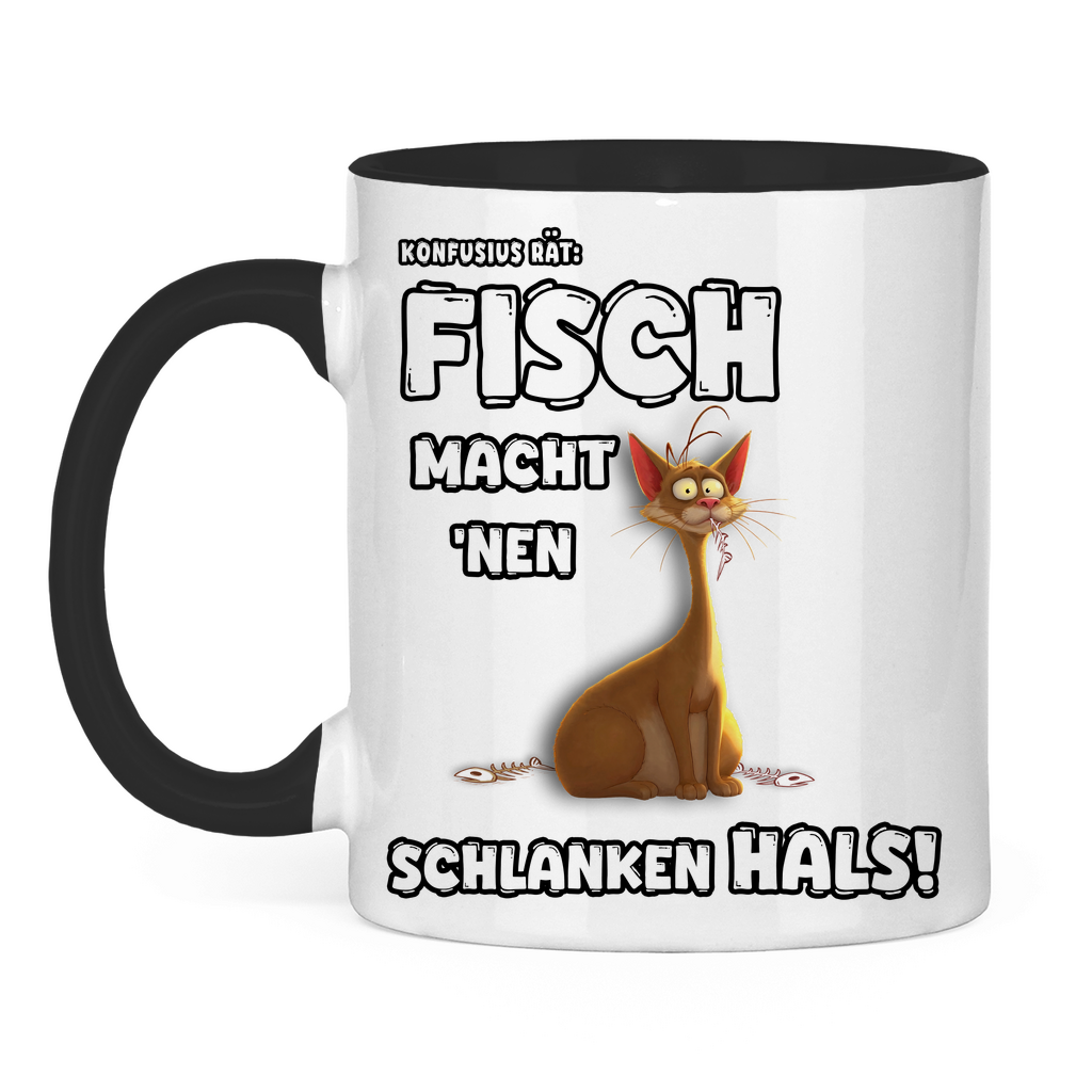 Tasse zweifarbig - Konfusius rät: Fisch macht 'nen schlanken Hals