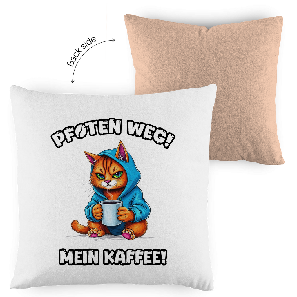 Kopfkissen zweifarbig - Pfoten weg! Mein Kaffee!