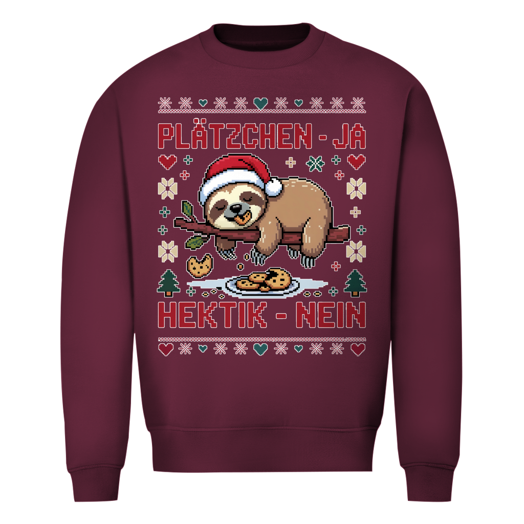 Unisex Sweatshirt Knit-Style - Plätzchen ja - Hektik nein