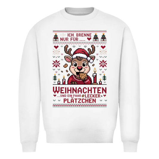 Herren Sweatshirt Knit-Style - Ich brenne nur für Weihnachten - und ein paar lecker Plätzchen