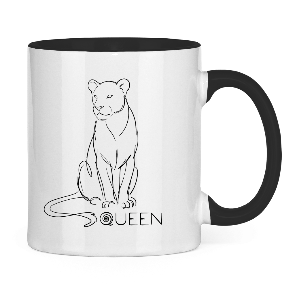 Tasse zweifarbig "The Queen Lioness" (Line Art)