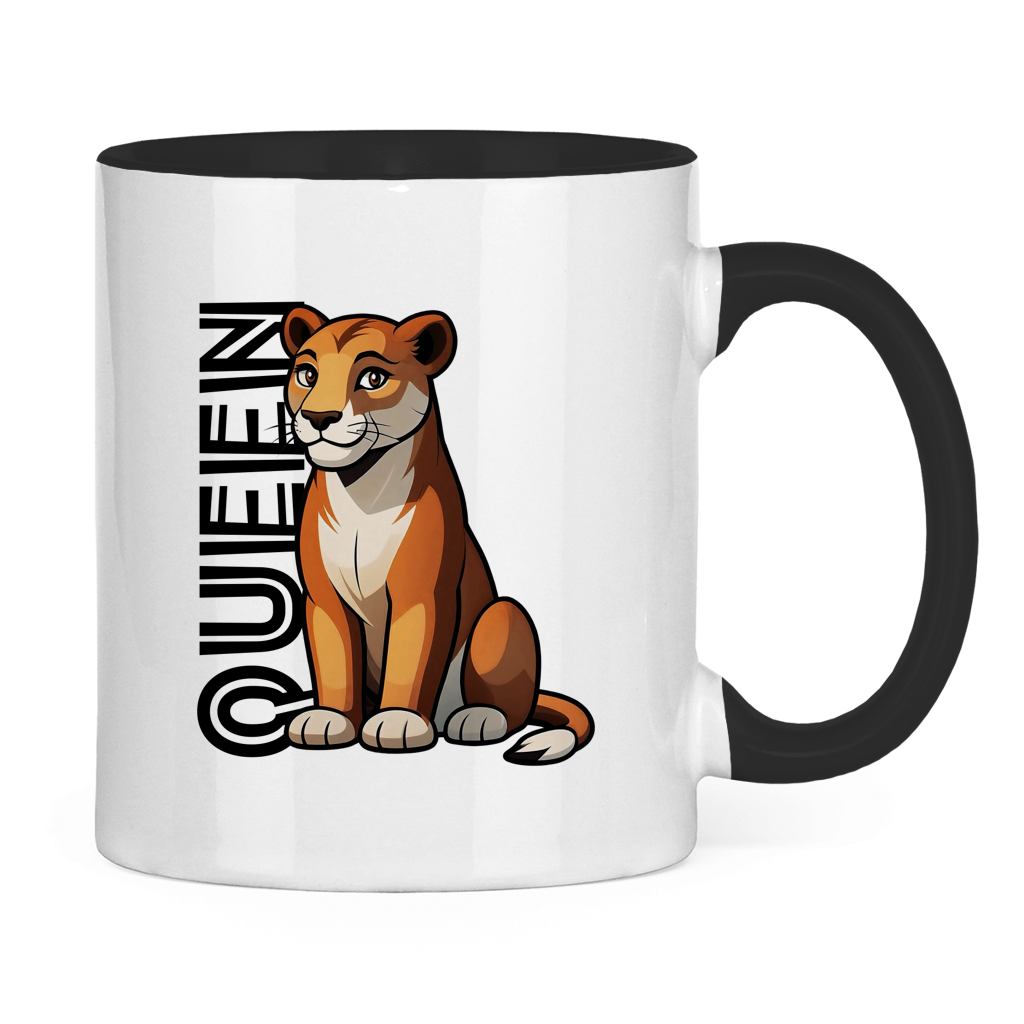 Tasse zweifarbig "The Queen Lioness" (Cartoon Style)