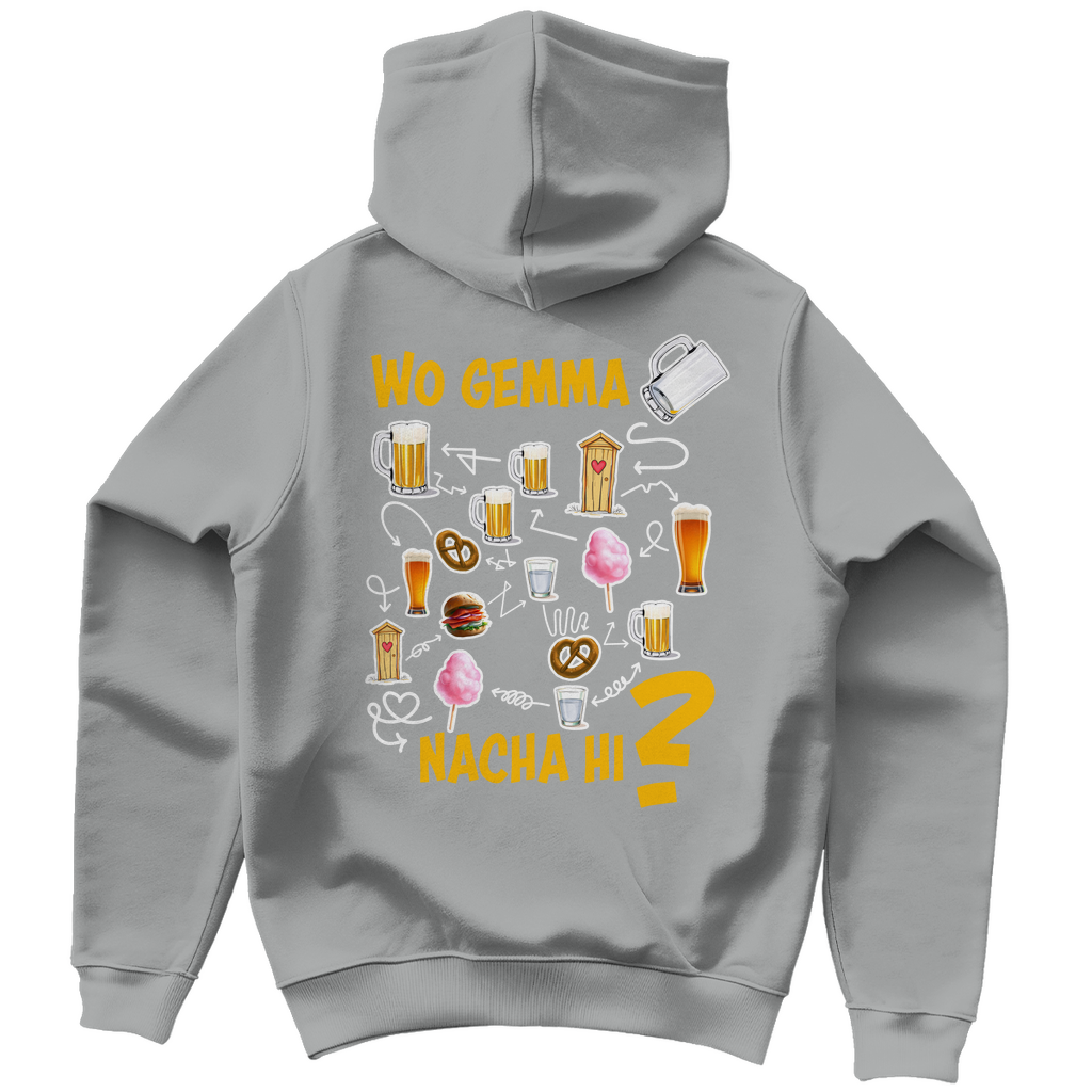 Unisex Hoodie - Wo gemma nacha hi? (zweiseitig)