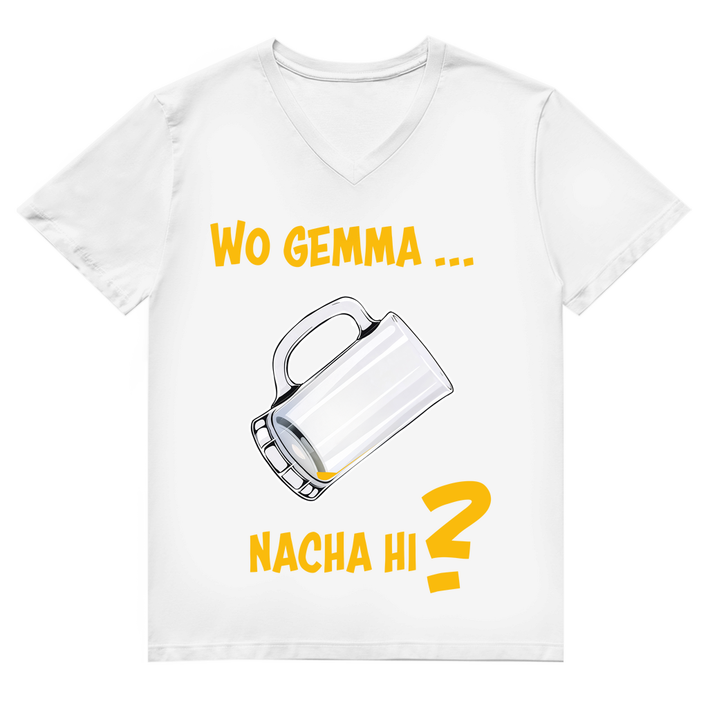 Unisex Premium V-Neck T-Shirt - Wo gemma nacha hi?
