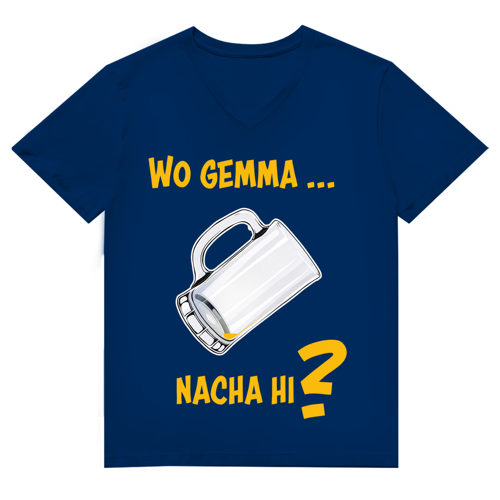 Unisex Premium V-Neck T-Shirt - Wo gemma nacha hi?