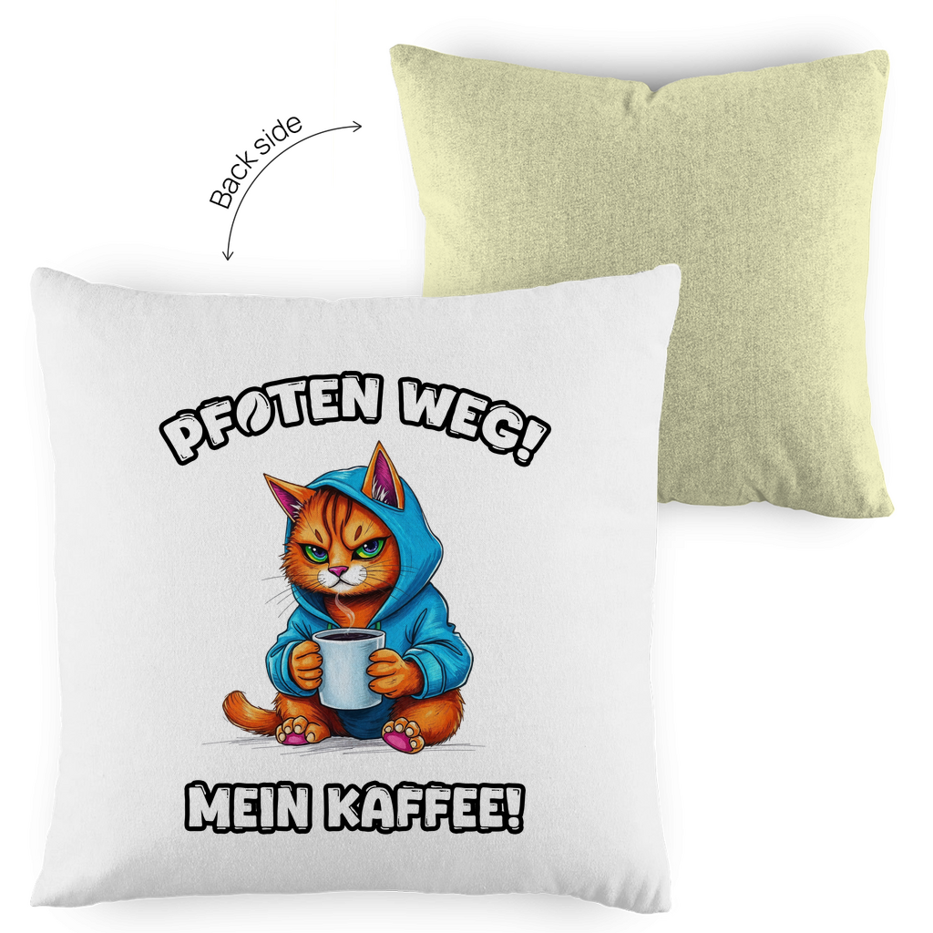 Kopfkissen zweifarbig - Pfoten weg! Mein Kaffee!