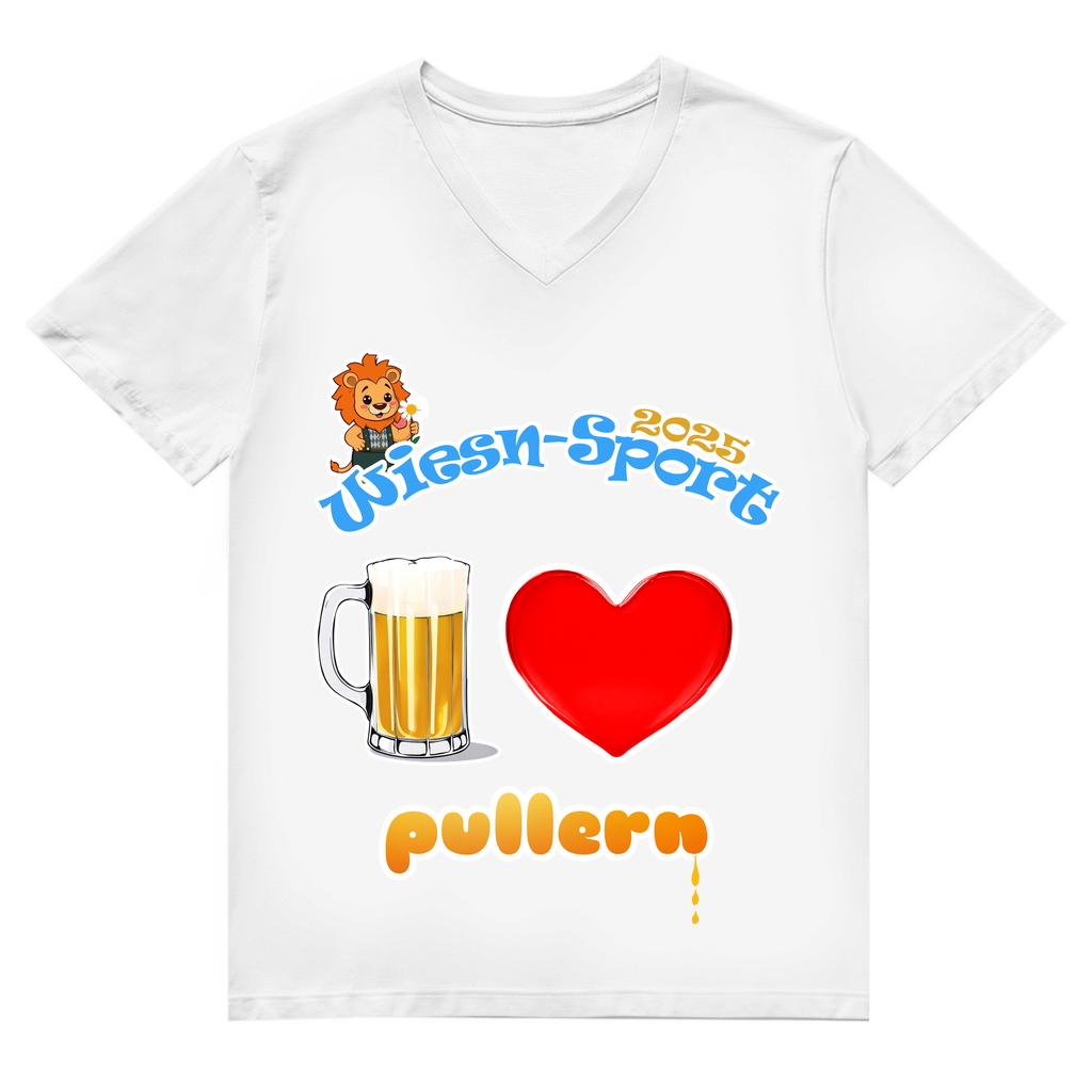 Unisex Premium V-Neck T-Shirt Wiesn-Sport 2025 - I love pullern (Maß)
