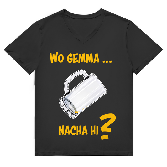 Unisex Premium V-Neck T-Shirt - Wo gemma nacha hi?