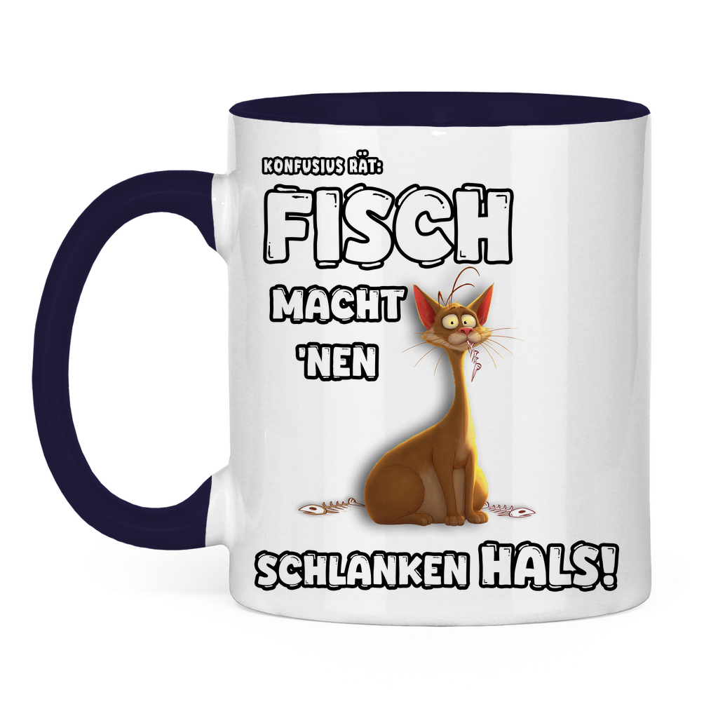 Tasse zweifarbig - Konfusius rät: Fisch macht 'nen schlanken Hals