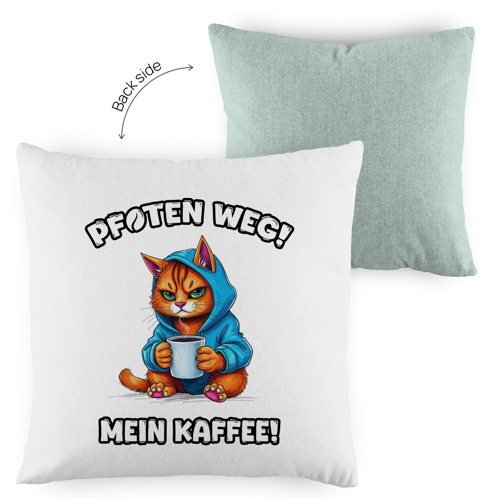 Kopfkissen zweifarbig - Pfoten weg! Mein Kaffee!