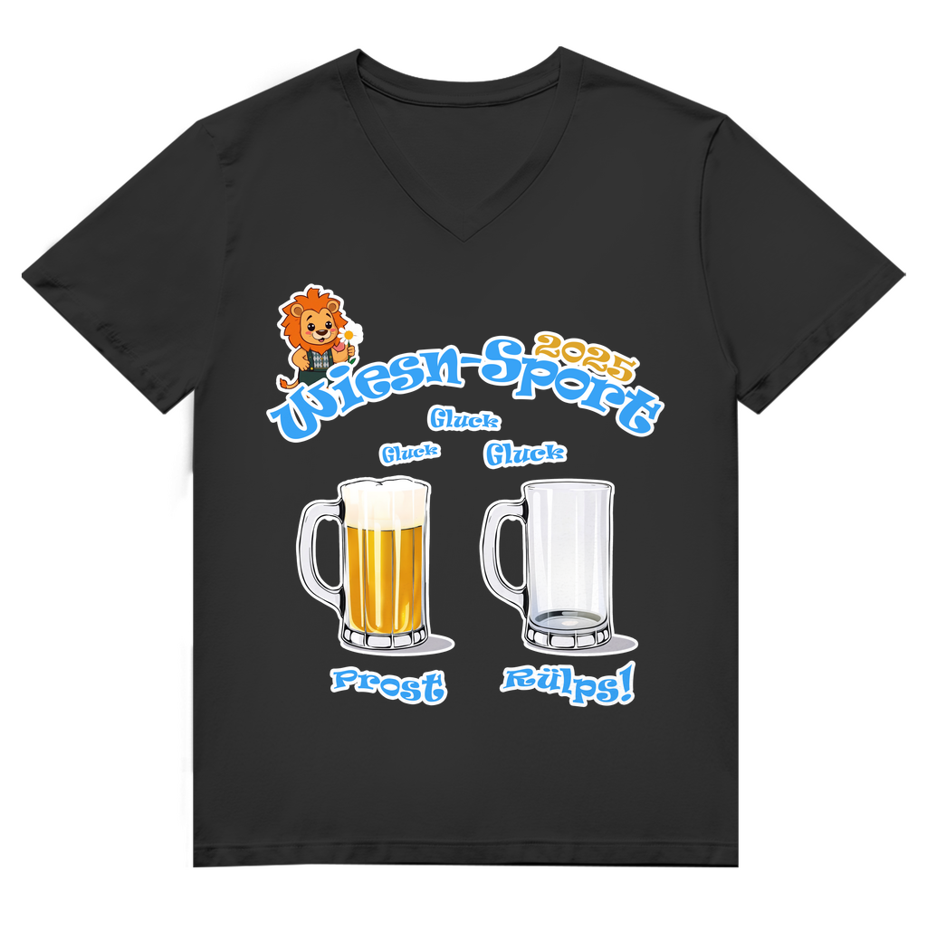 Unisex Premium V-Neck T-Shirt - Wiesn-Sport 2025 - Gluck, gluck, gluck