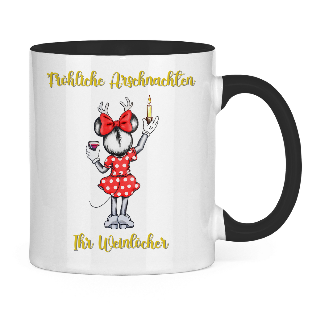 Tasse zweifarbig (Maus) - Fröhliche Arschnachten - Ihr Weinlöcher