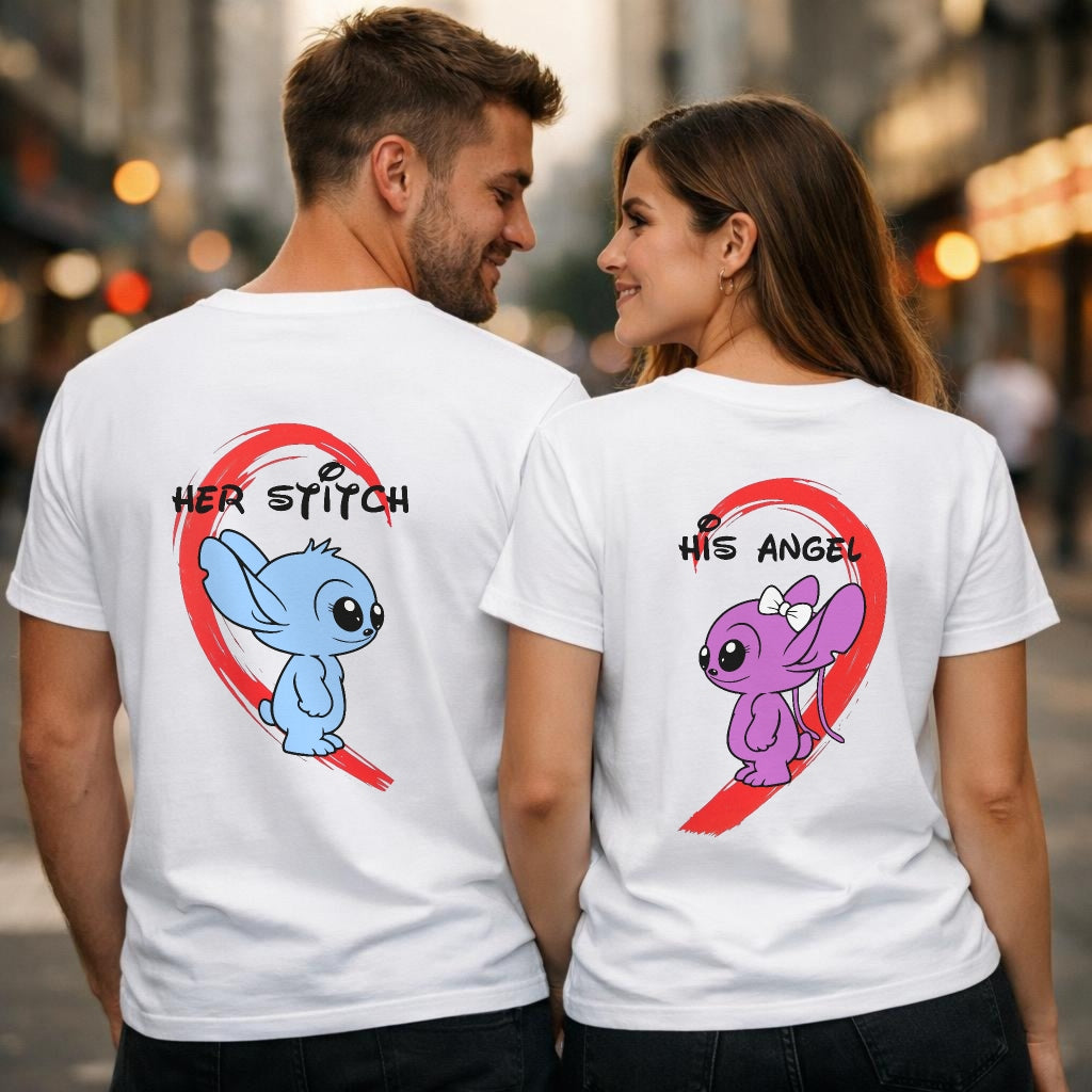 Her stitch/His angel - Kuschel T-Shirt Bündel