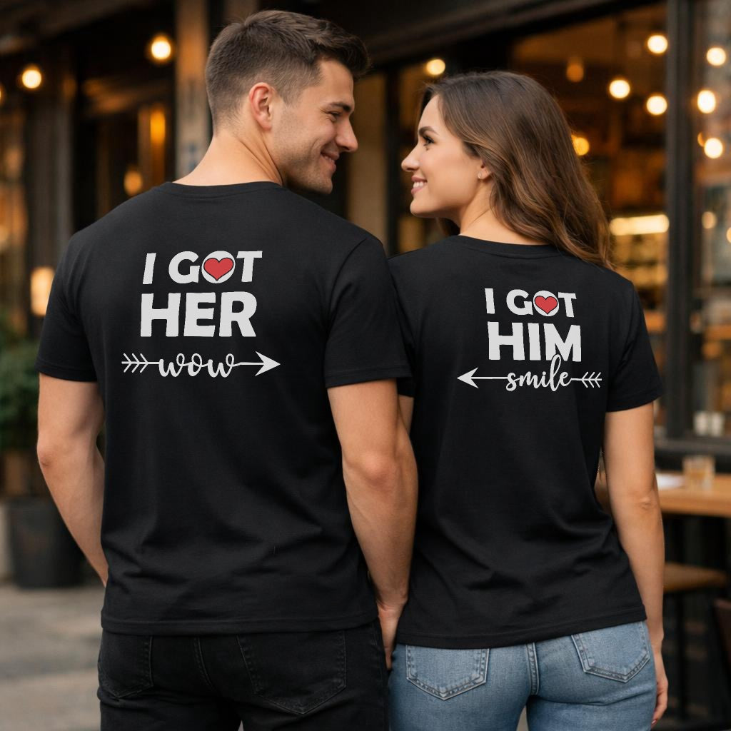 I got her wow/I got him smile - Kuschel T-Shirt Bündel