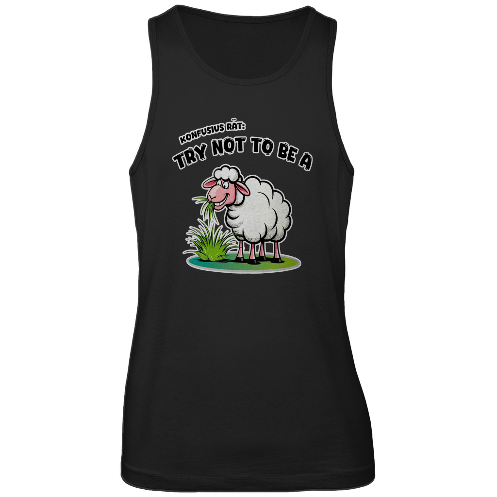 T-Shirt Design: Ein Schaf grast föhrlich und gedankenverloren vor sich hin.