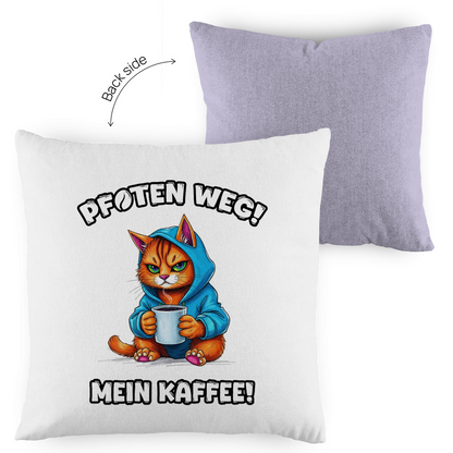 Kopfkissen zweifarbig - Pfoten weg! Mein Kaffee!