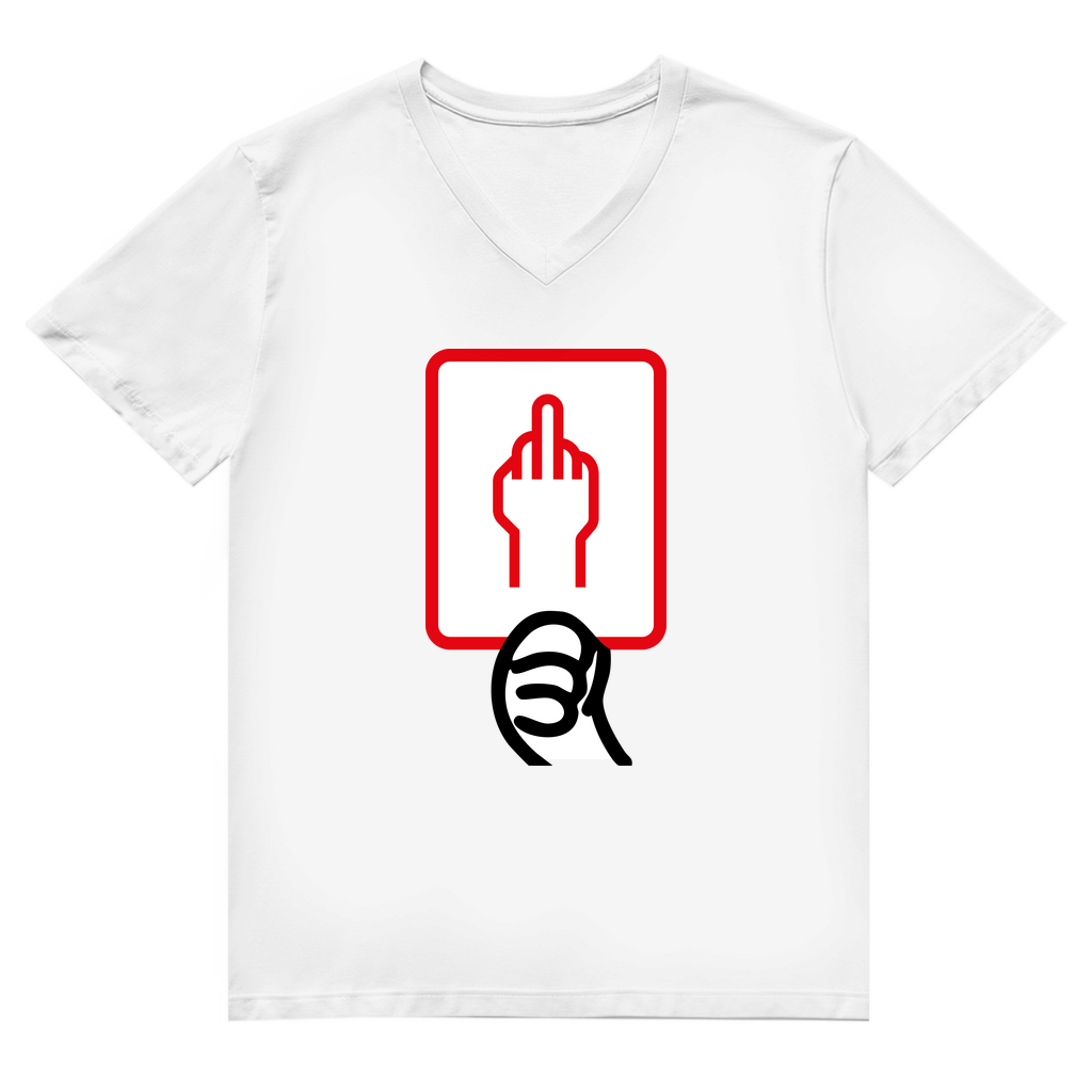 Unisex Premium V-Neck T-Shirt - Rote Karte - Stinkefinger