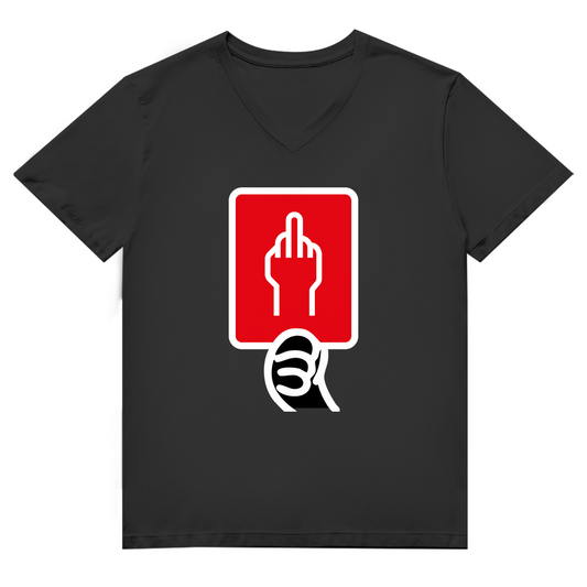 Unisex Premium V-Neck T-Shirt - Rote Karte - Stinkefinger