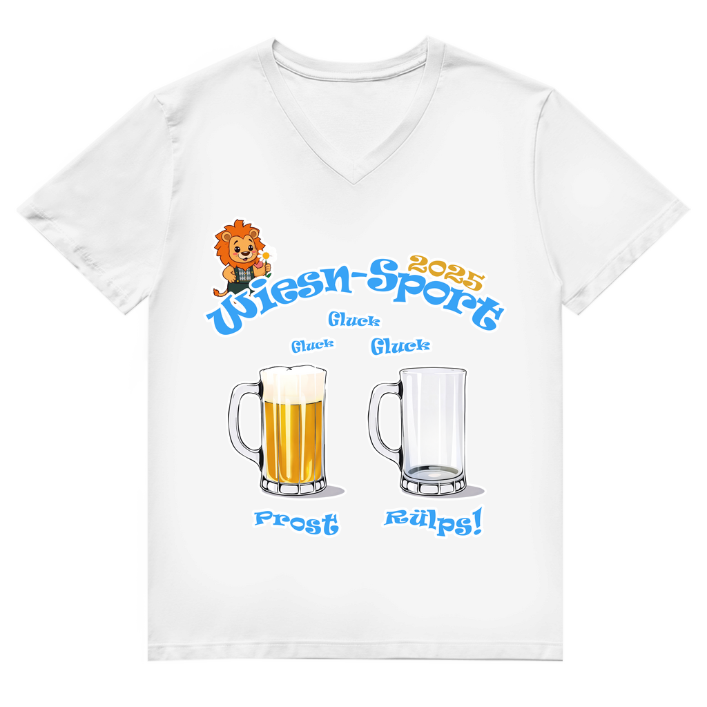 Unisex Premium V-Neck T-Shirt - Wiesn-Sport 2025 - Gluck, gluck, gluck