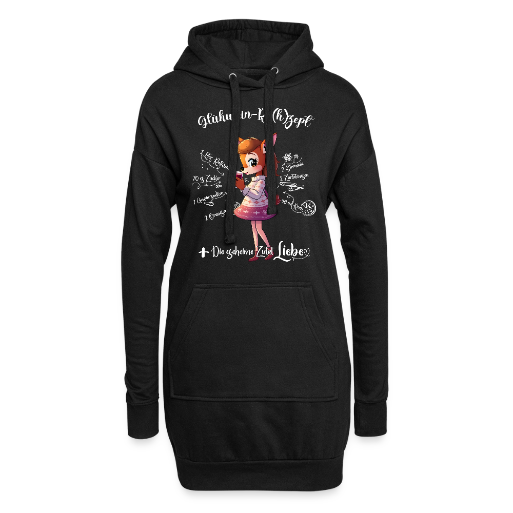 Damen Hoodie-Kleid - "Glühwein-Re(h)zept" (schwarz) - Schwarz