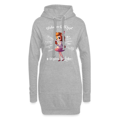 Damen Hoodie-Kleid - "Glühwein-Rehzept" (grau meliert) - Grau meliert