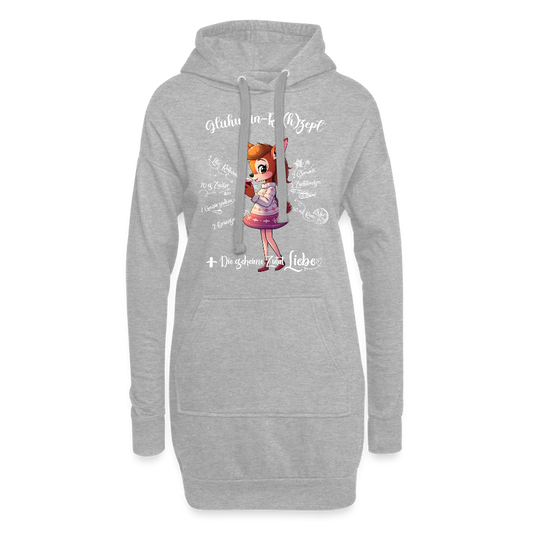 Damen Hoodie-Kleid - "Glühwein-Rehzept" (grau meliert) - Grau meliert