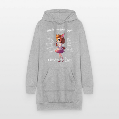 Damen Hoodie-Kleid - "Glühwein-Rehzept" (grau meliert) - Grau meliert
