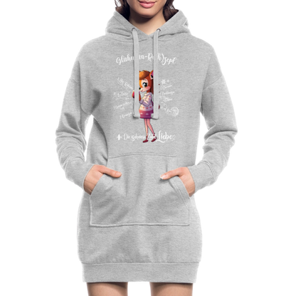 Damen Hoodie-Kleid - "Glühwein-Rehzept" (grau meliert) - Grau meliert
