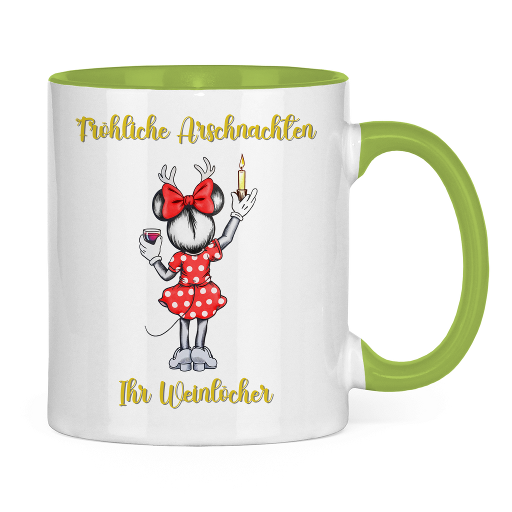 Tasse zweifarbig (Maus) - Fröhliche Arschnachten - Ihr Weinlöcher