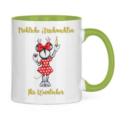 Tasse zweifarbig (Maus) - Fröhliche Arschnachten - Ihr Weinlöcher