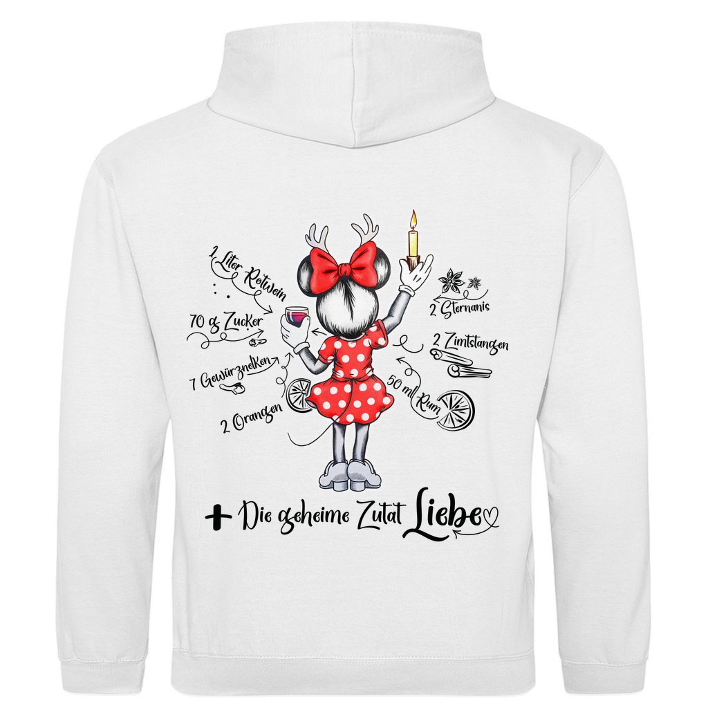 Damen Hoodie - Mäuse-Glühwein-Rezept (Rückendruck)