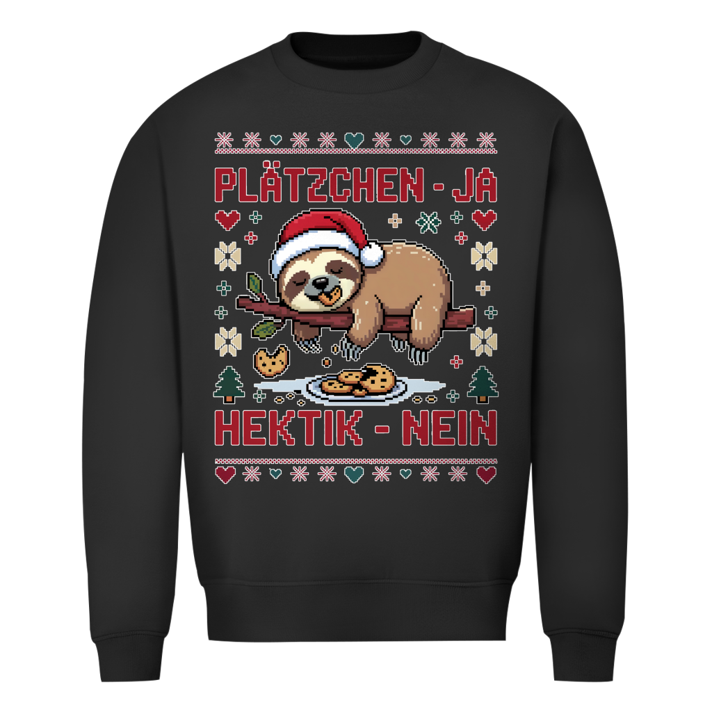 Unisex Sweatshirt Knit-Style - Plätzchen ja - Hektik nein