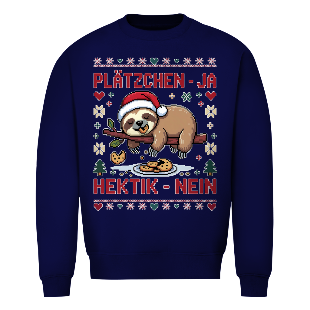 Unisex Sweatshirt Knit-Style - Plätzchen ja - Hektik nein