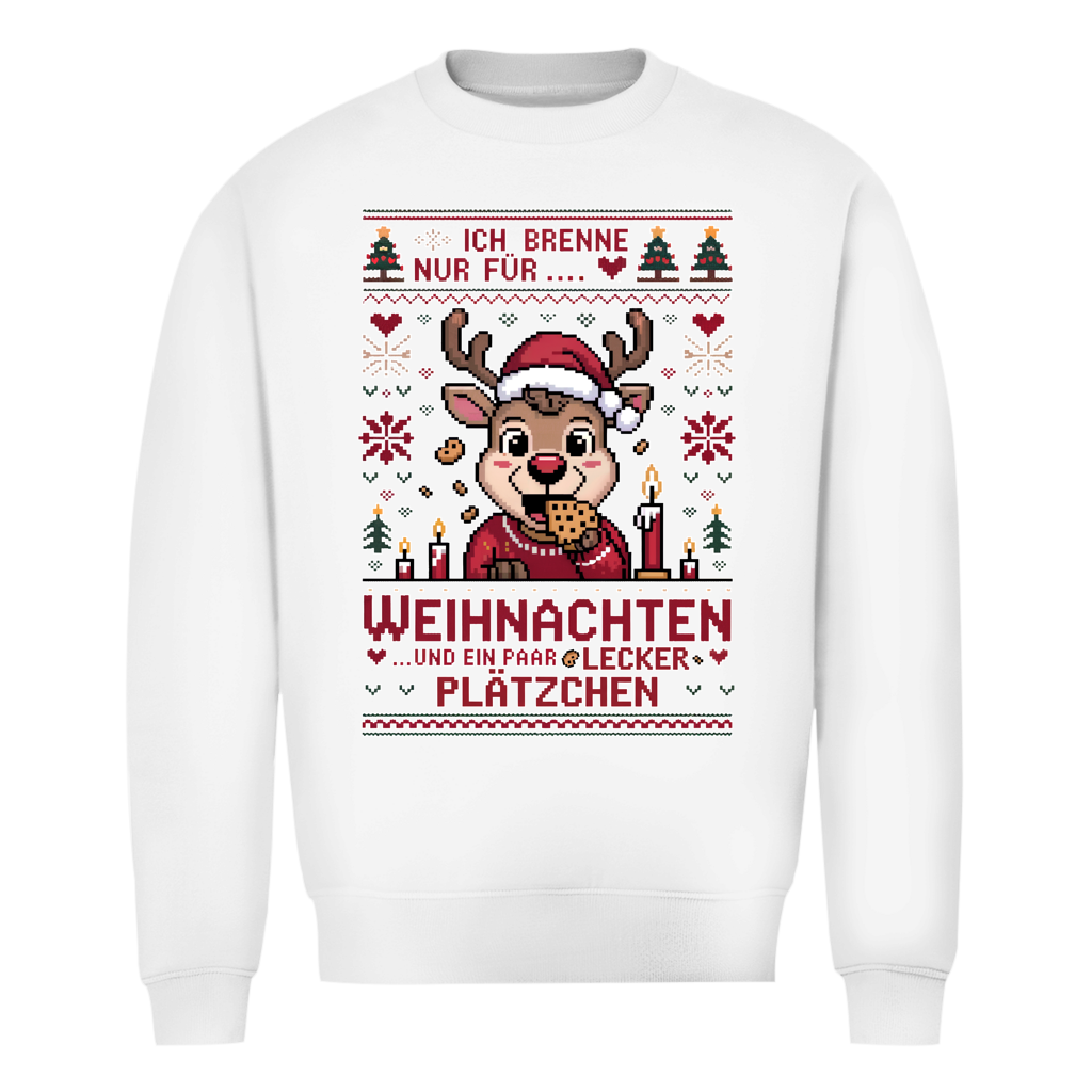 Herren Sweatshirt Knit-Style - Ich brenne nur für Weihnachten - und ein paar lecker Plätzchen