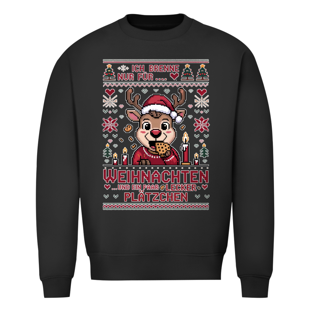 Herren Sweatshirt Knit-Style - Ich brenne nur für Weihnachten - und ein paar lecker Plätzchen