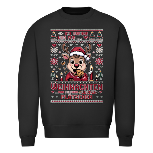 Herren Sweatshirt Knit-Style - Ich brenne nur für Weihnachten - und ein paar lecker Plätzchen