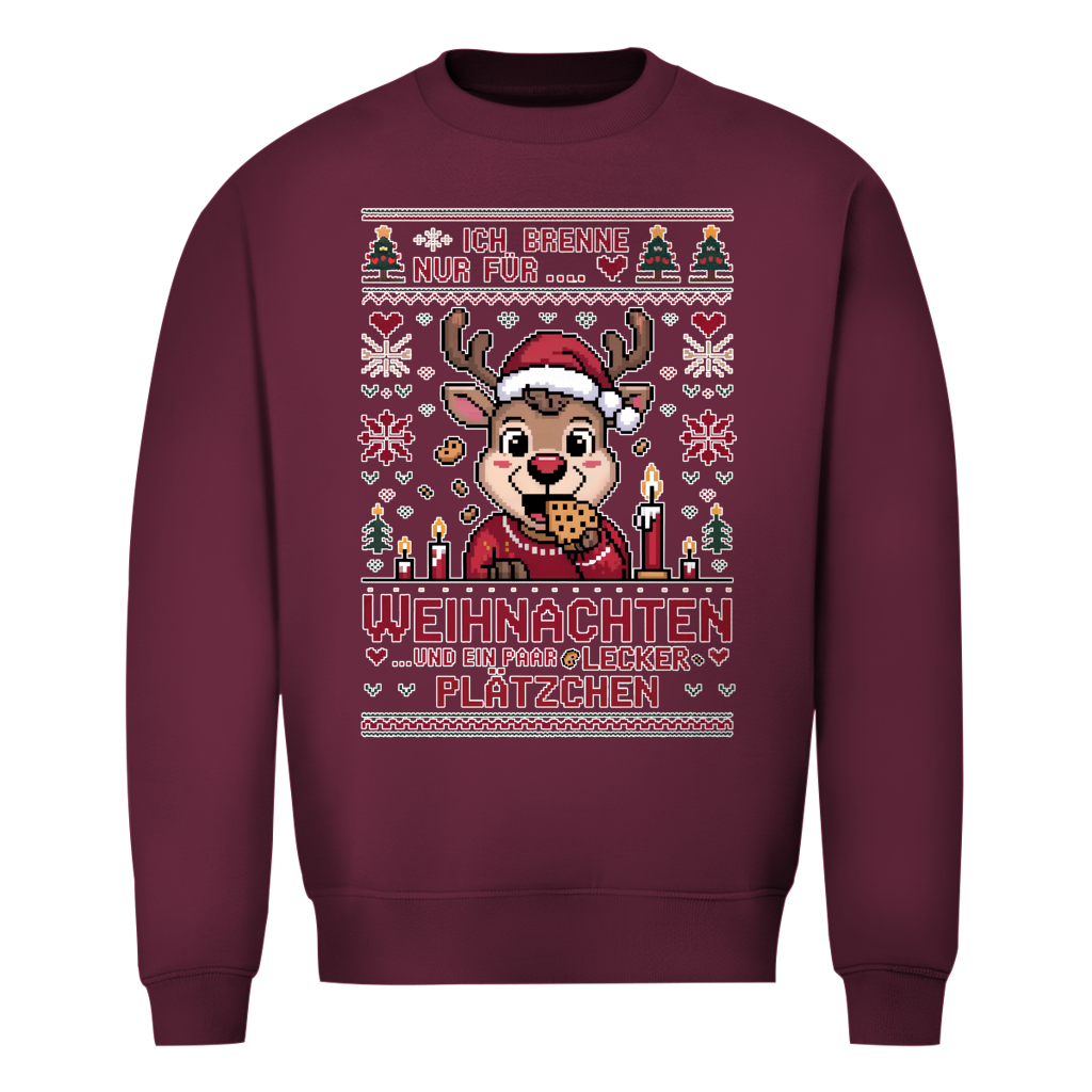 Herren Sweatshirt Knit-Style - Ich brenne nur für Weihnachten - und ein paar lecker Plätzchen