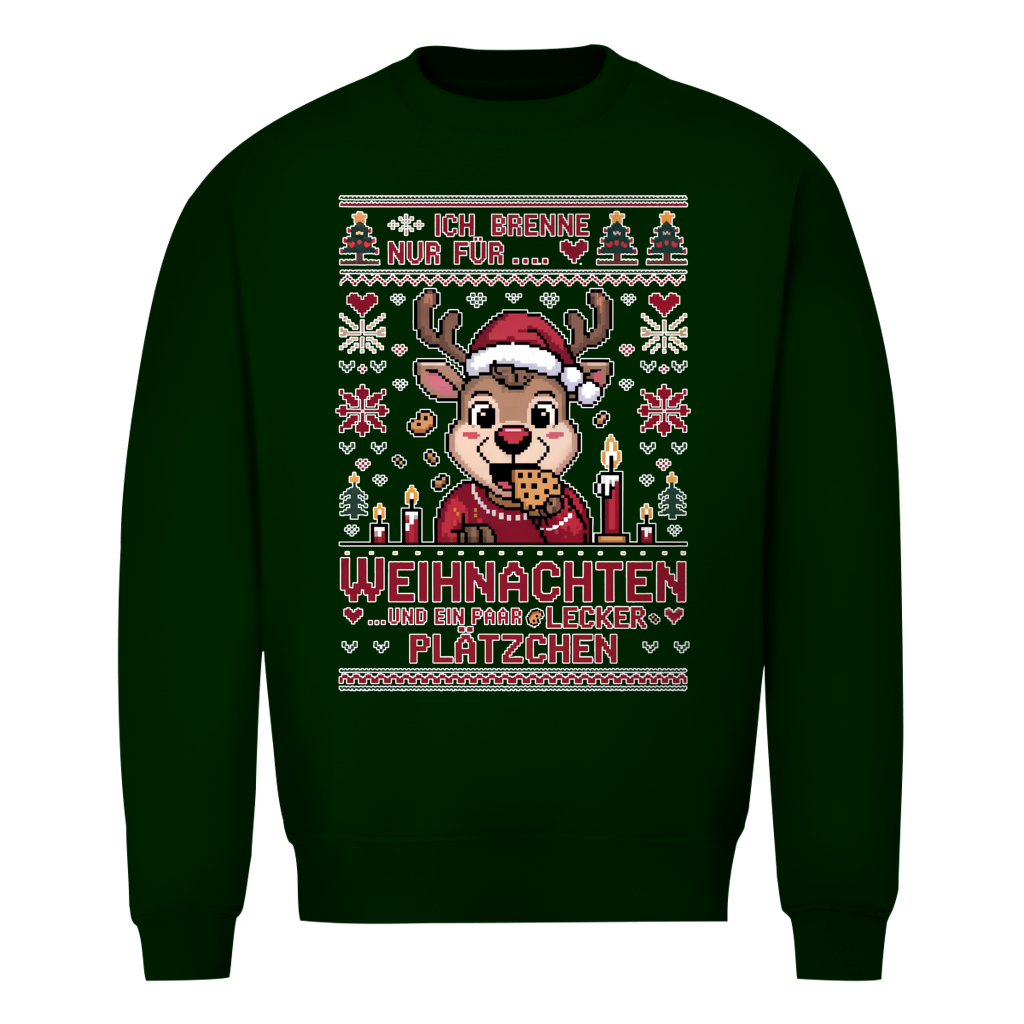 Herren Sweatshirt Knit-Style - Ich brenne nur für Weihnachten - und ein paar lecker Plätzchen