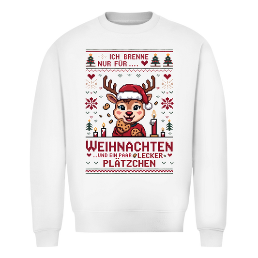 Damen Sweatshirt Knit-Style - Ich brenne nur für Weihnachten - und ein paar lecker Plätzchen