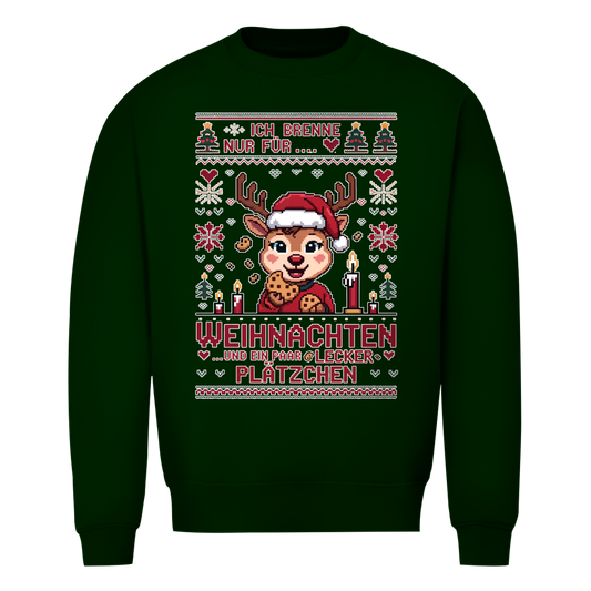 Damen Sweatshirt Knit-Style - Ich brenne nur für Weihnachten - und ein paar lecker Plätzchen
