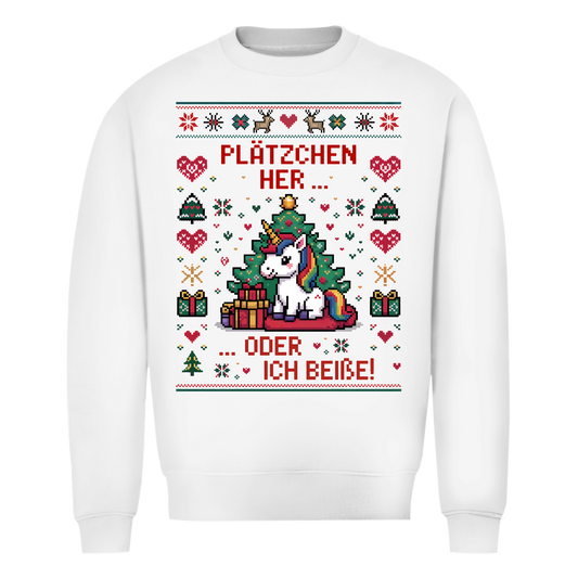 Unisex Sweatshirt Knit-Style - Plätzchen her - oder ich beiße!