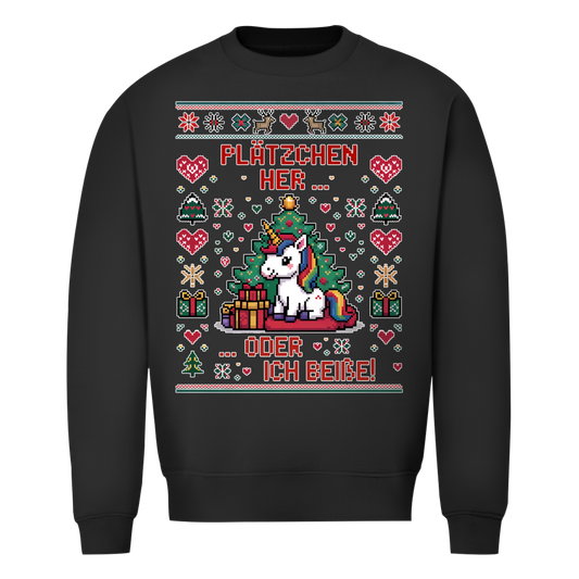 Unisex Sweatshirt Knit-Style - Plätzchen her - oder ich beiße!
