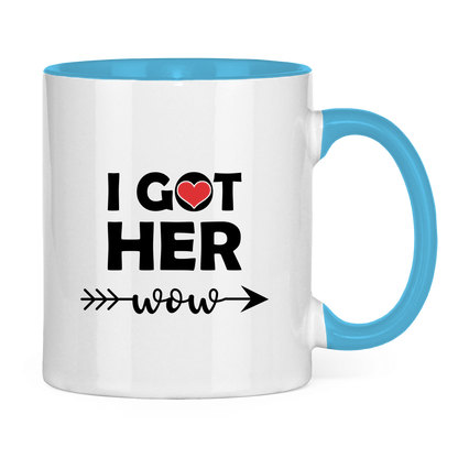 Tasse zweifarbig "I got her wow"
