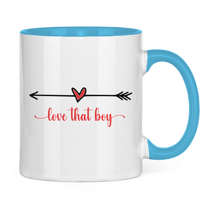 Tasse zweifarbig "love that boy"
