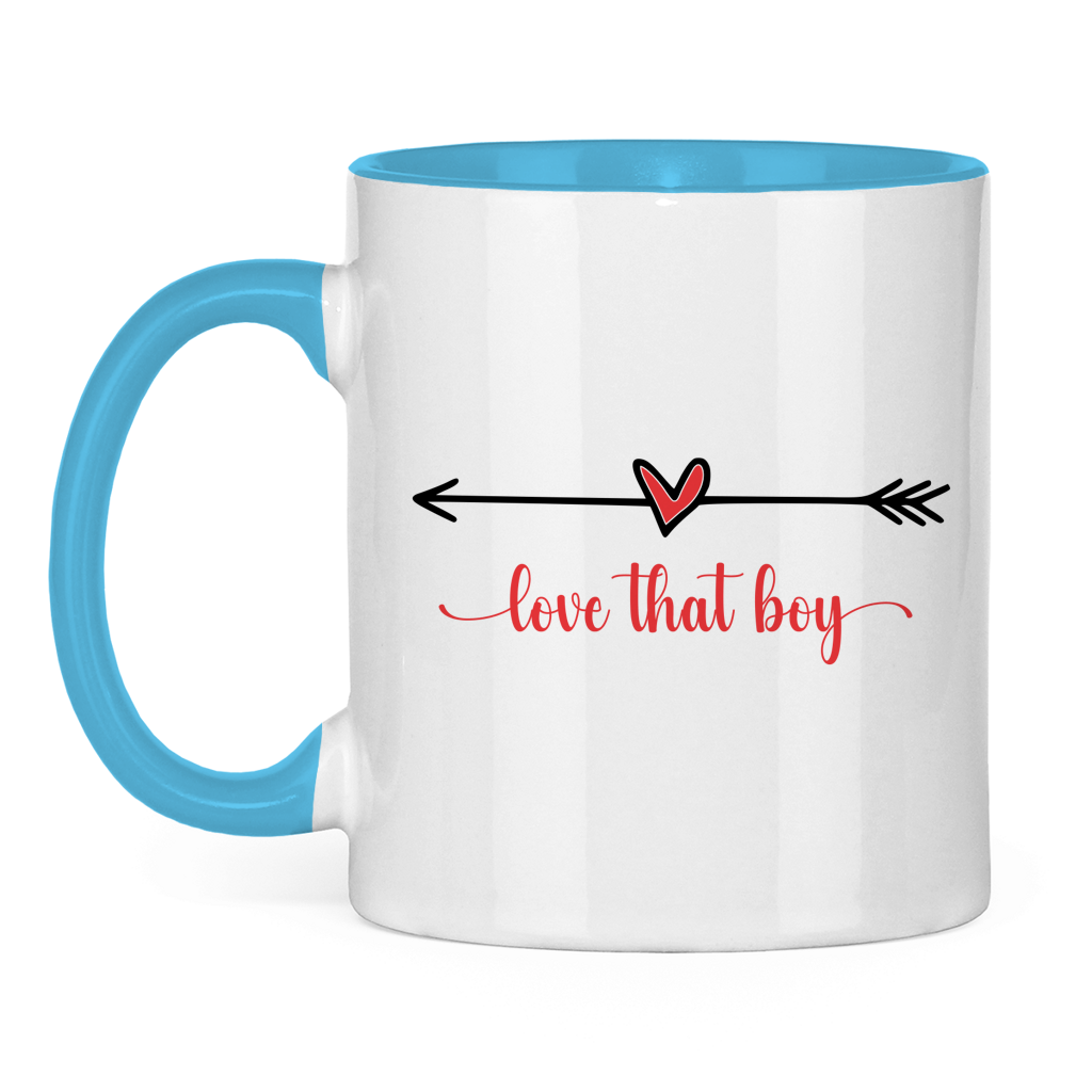 Tasse zweifarbig "love that boy"