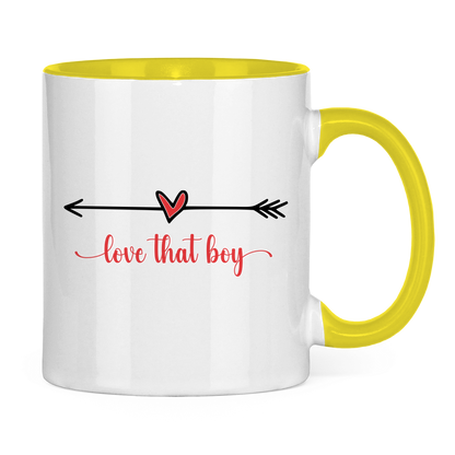 Tasse zweifarbig "love that boy"